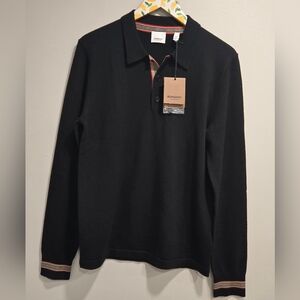 BURBERRY mens long sleeve polo shirt size small NWT